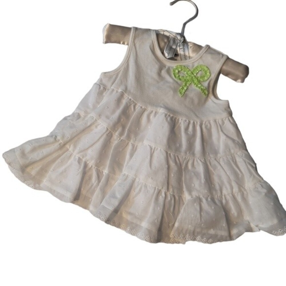 First Impressions 2piece Summer Ripe Lime Bow Multilayer dress Size 3-6months